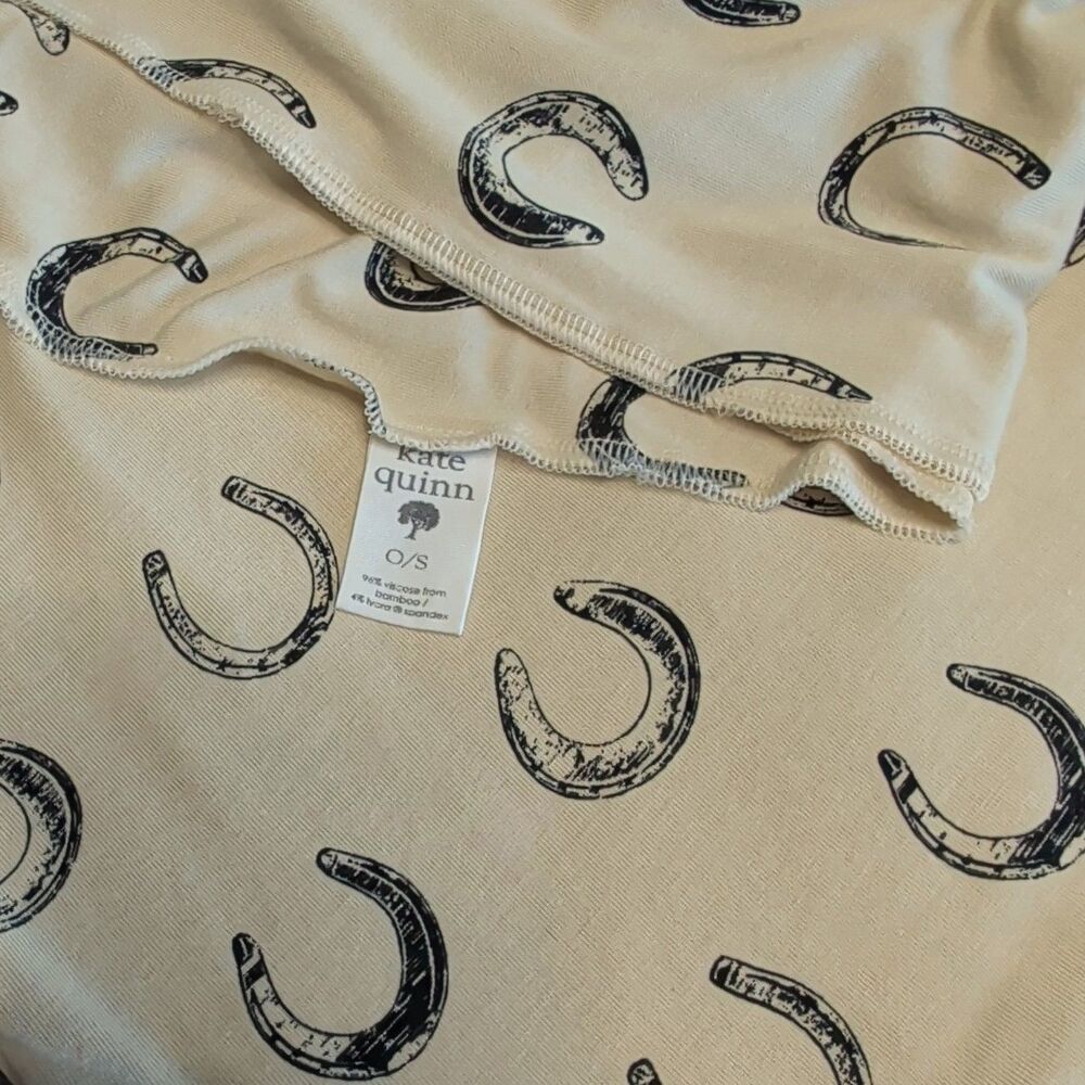 Kate Quinn Single Layer Bamboo Swaddle Blanket Beige Horseshoes 44x44